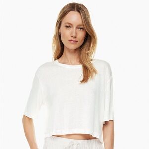 Babaton White Cropped Short Sleeve Tee
